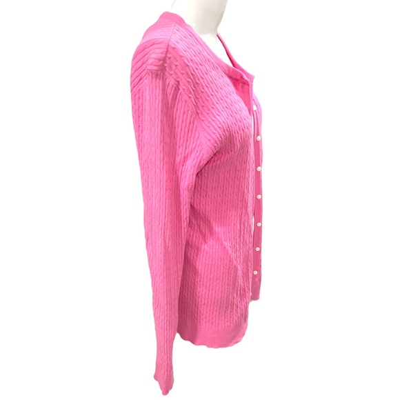Lilly Pulitzer cable knit pink cardigan women’s size medium - Picture 2 of 6